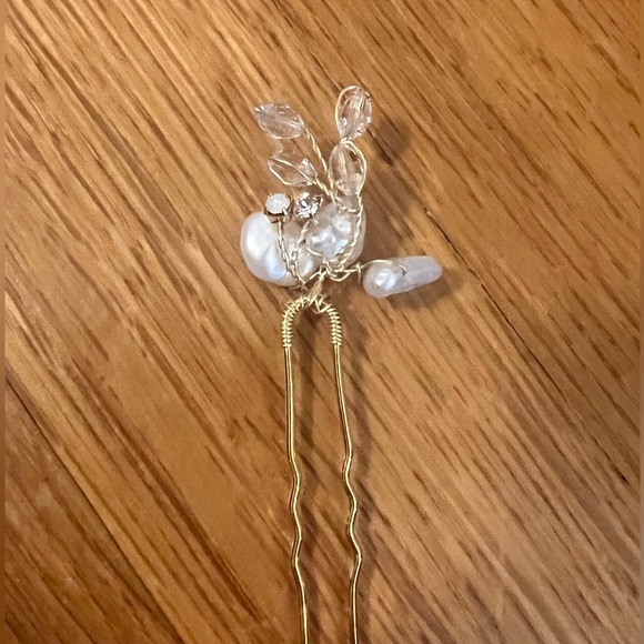 Twigs and Honey Freshwater Pearls, Crystal and Opal Hair Pins Set of 3 - Picture 5 of 5
